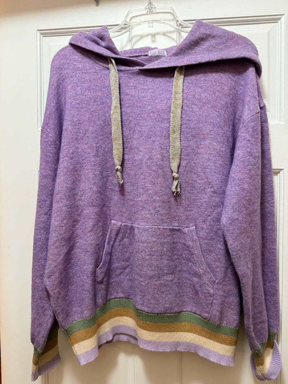 Free People Hoodie Size M Purple Knit Full Zip Sweater